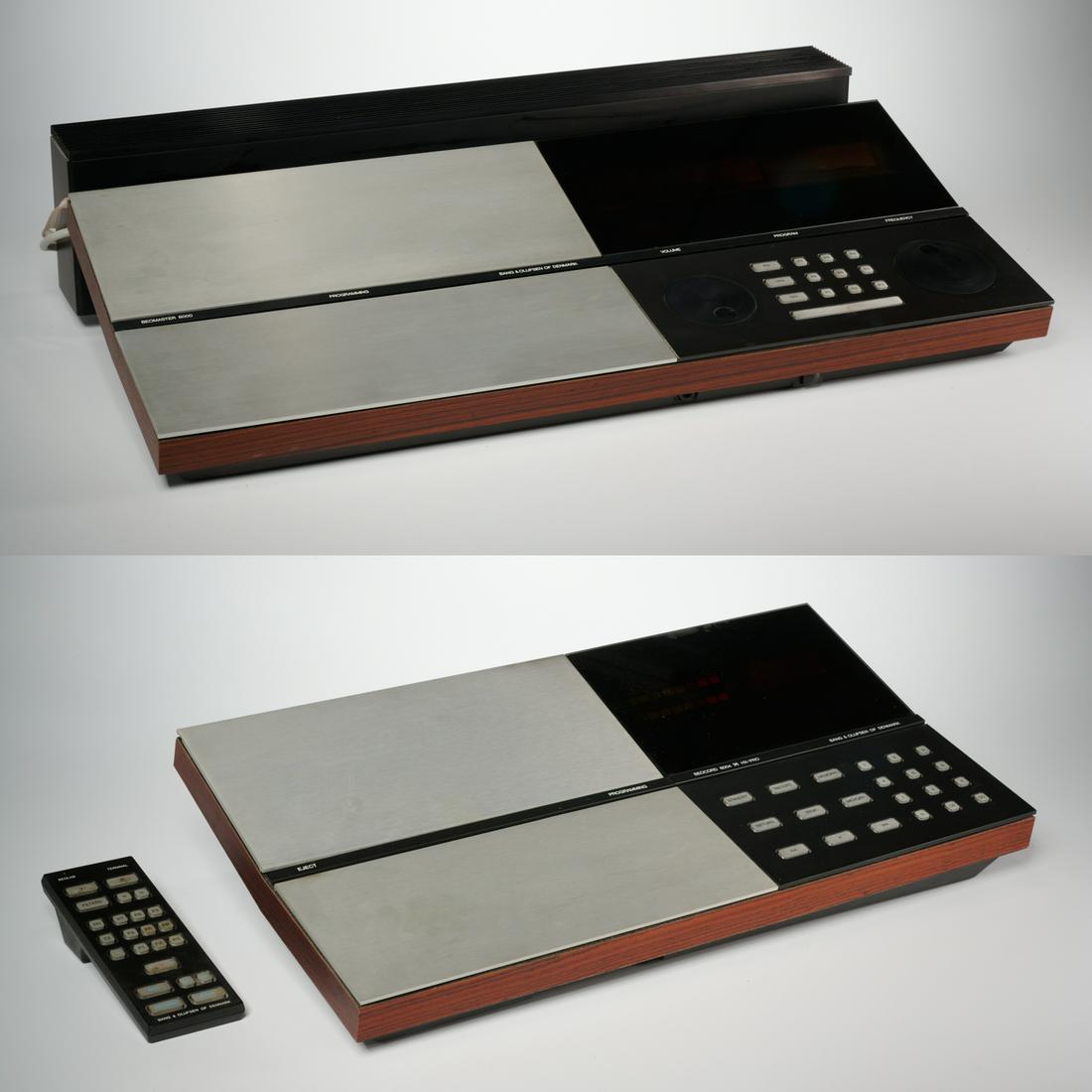 Bang & Olufsen Beocord 8004 & Beomaster 8000: Bang & Olufsen Beocord 8004 & Beomaster 8000, c. 1980s, Danish, incl. Beocord stereo cassette deck and Beomaster receiver, 6"h x 26"w x 15.25"d (Beomaster), 5.25"h x 20.5"w x 11"d (Beocord) Provenance