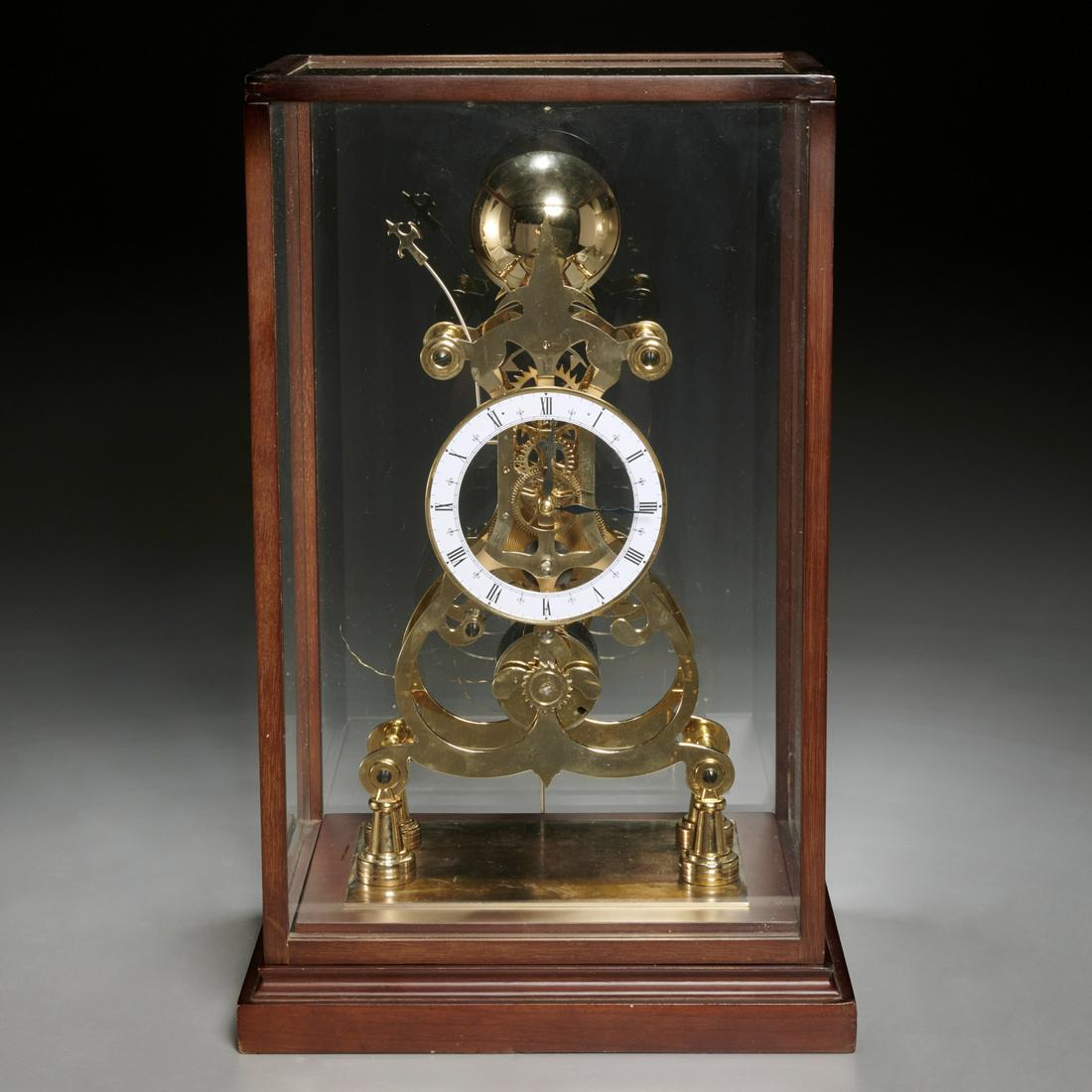 English brass striking skeleton clock in case (1 of 6)