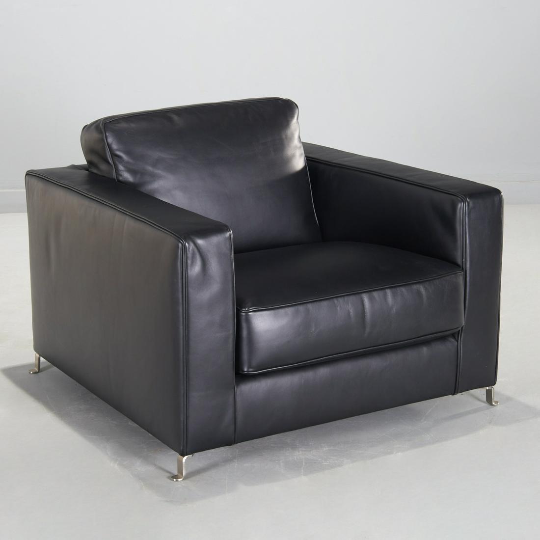Flexform black leather reclining club chair (1 of 7)