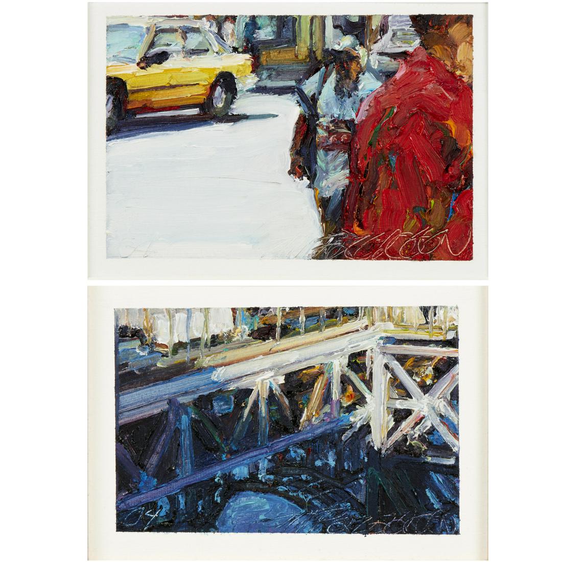 Tim Folzenlogen, (2) small cityscape paintings (1 of 9)