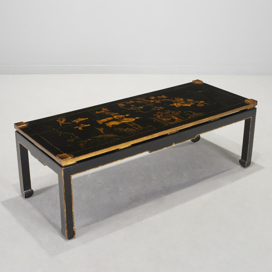 Chinoiserie gilt and black lacquered coffee table (1 of 5)