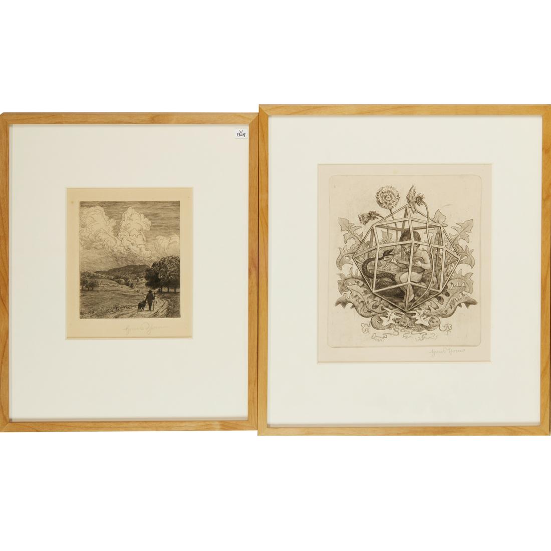 (2) signed etchings, 20th/21st c. (1 of 6)