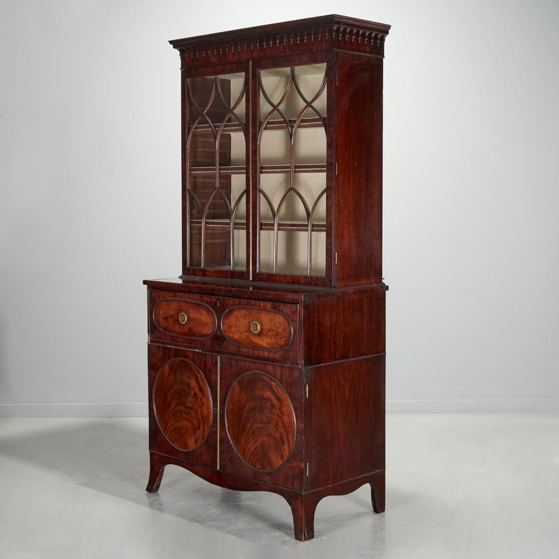 George III figured mahogany secretary bookcase (1 of 10)