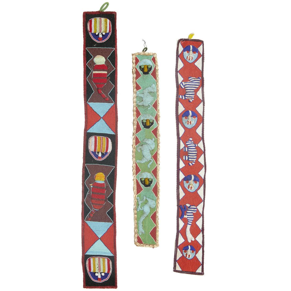 Yoruba Peoples, (3) ceremonial beaded sashes (1 of 8)