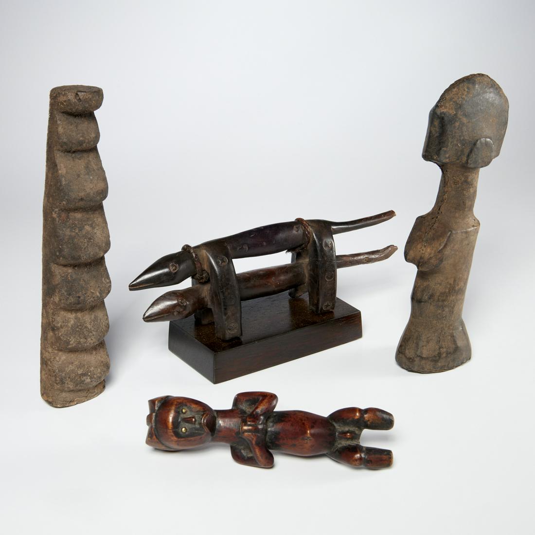 Group (4) African carved wood objects (1 of 7)