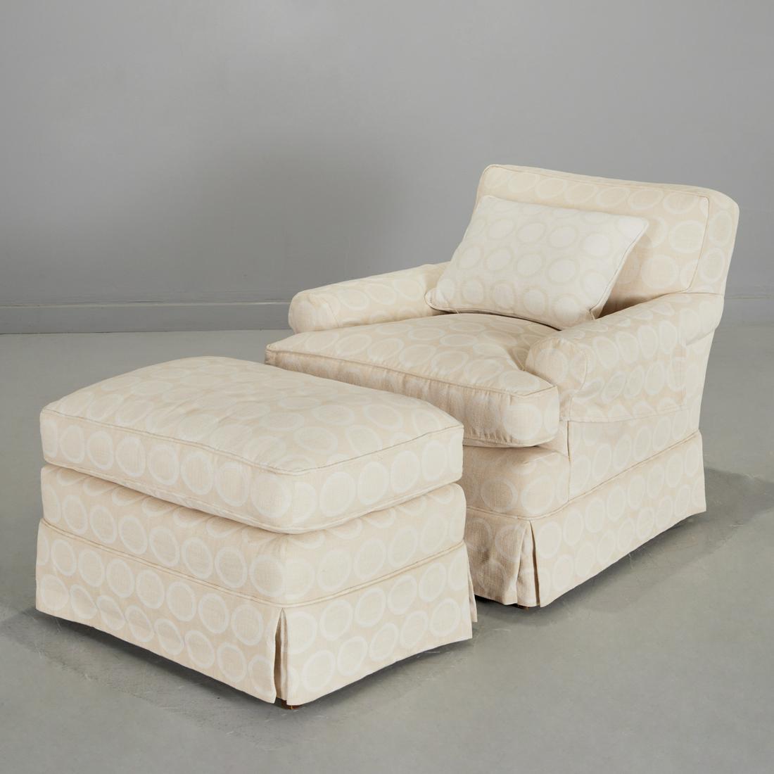 Custom upholstered lounge chair and ottoman (1 of 7)