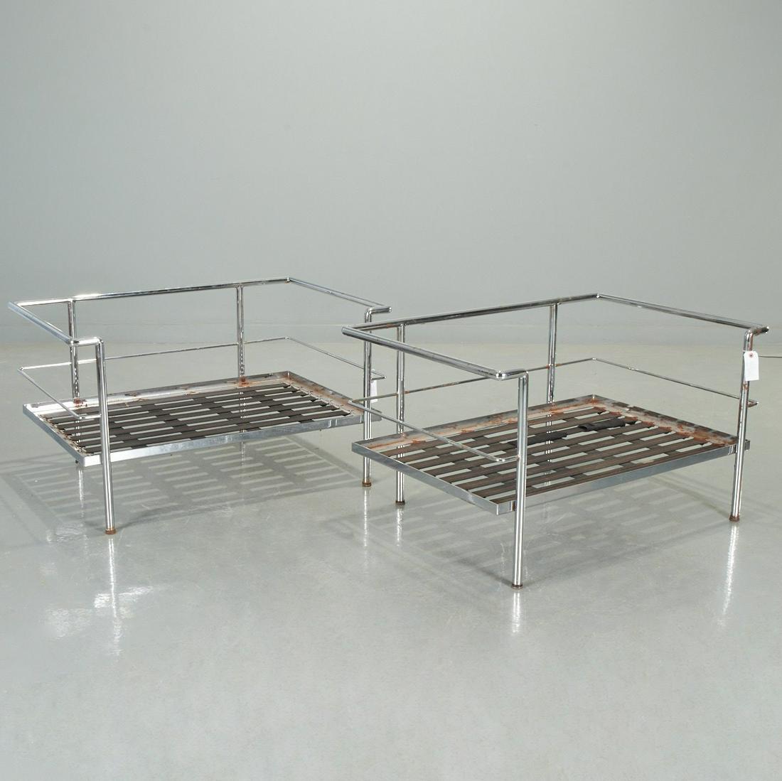 Le Corbusier (attrib), pair chrome chair frames (1 of 6)