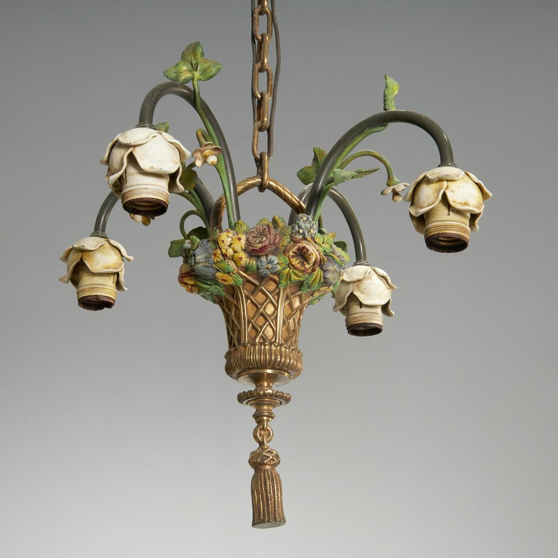 Cold painted bronze flower basket chandelier (1 of 4)