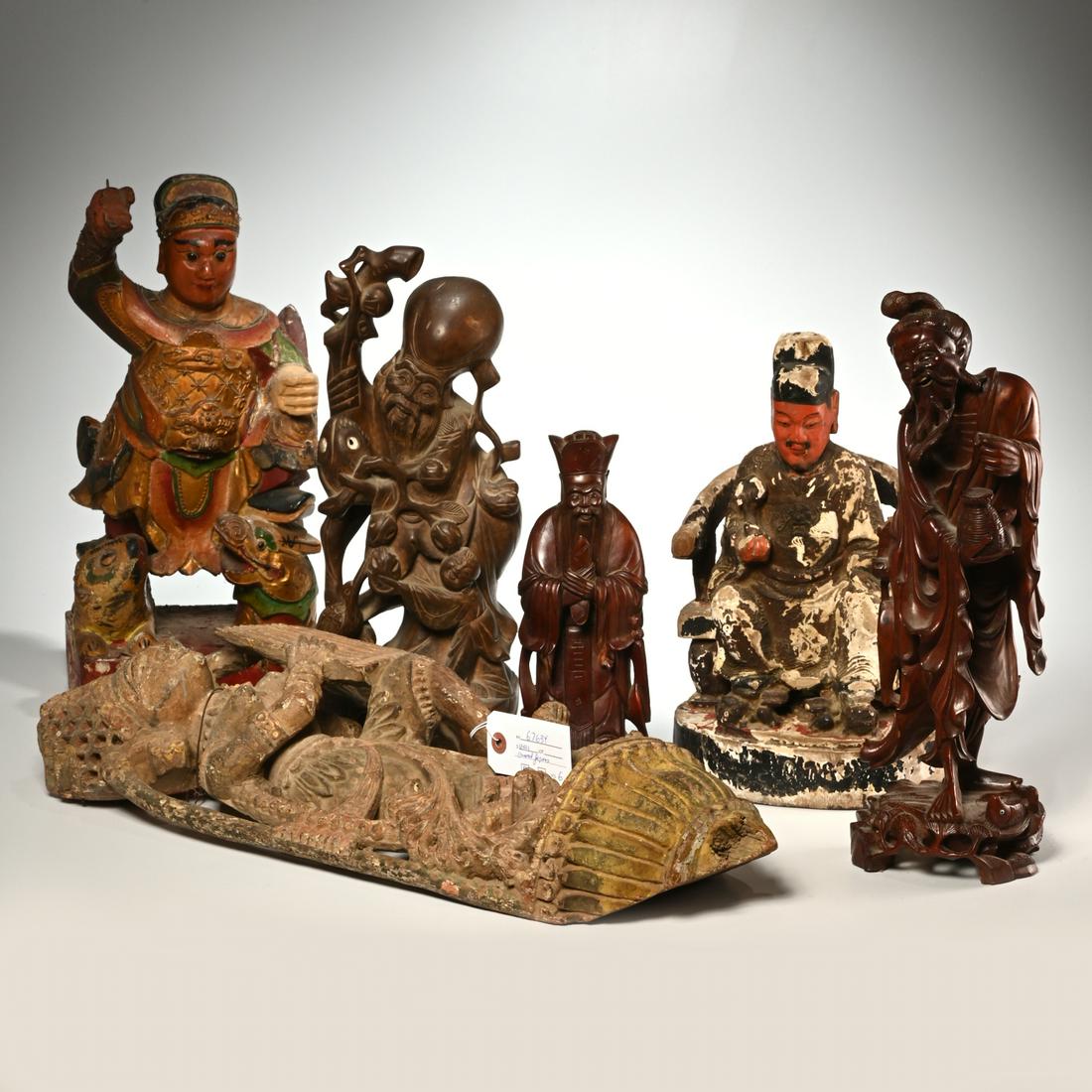 (6) antique Asian & Southeast Asian carved figures (1 of 11)