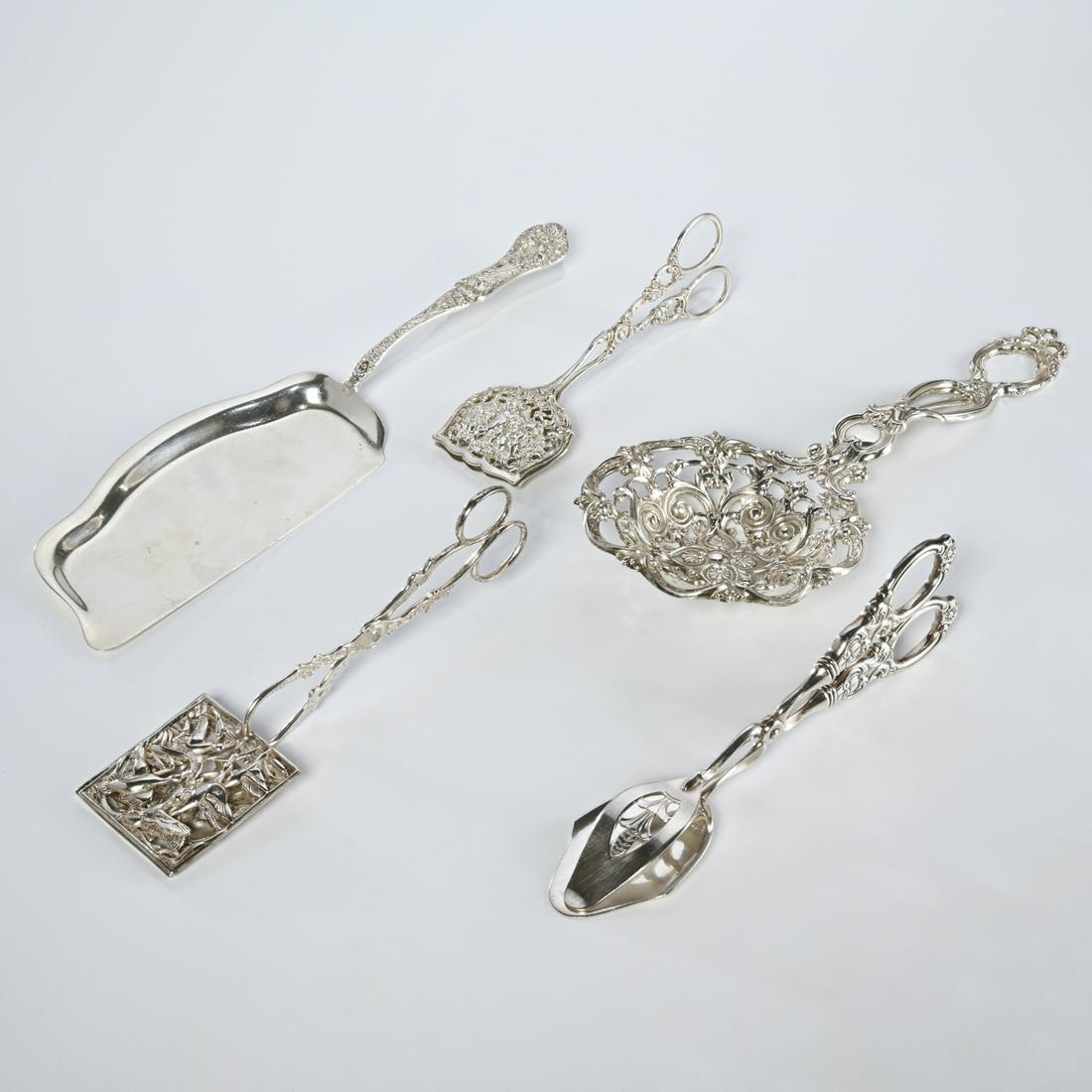 (5) ornate Continental silver serving utensils (1 of 9)