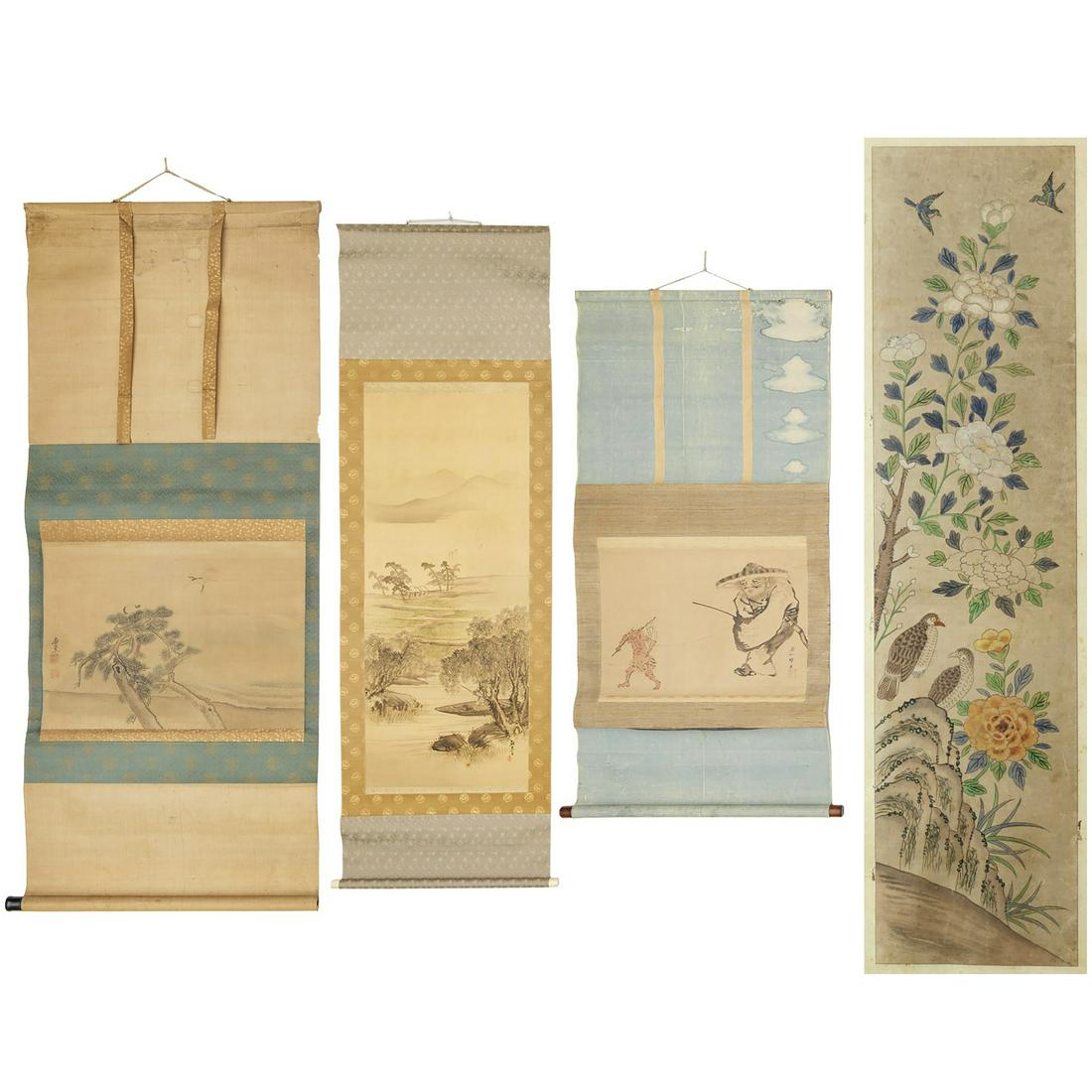Group (4) Japanese scroll paintings (1 of 17)