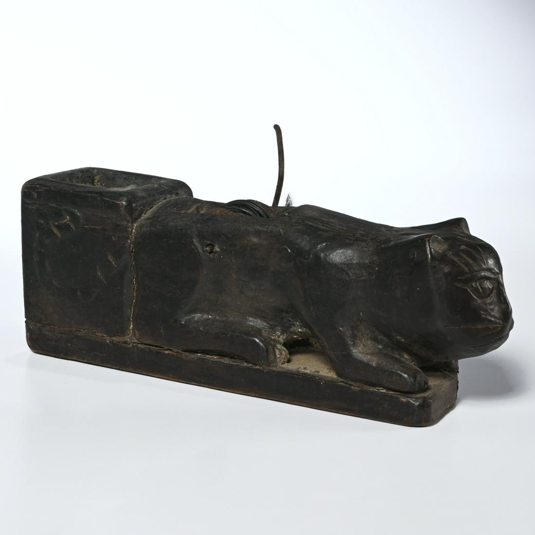 Antique Korean cat form carpenter's line: Antique Korean cat form carpenter's line, Late Choson Dynasty, 3.25"h x 9"l x 2.25"d Provenance: The Collection of visual artist Lewis Stein, NYC