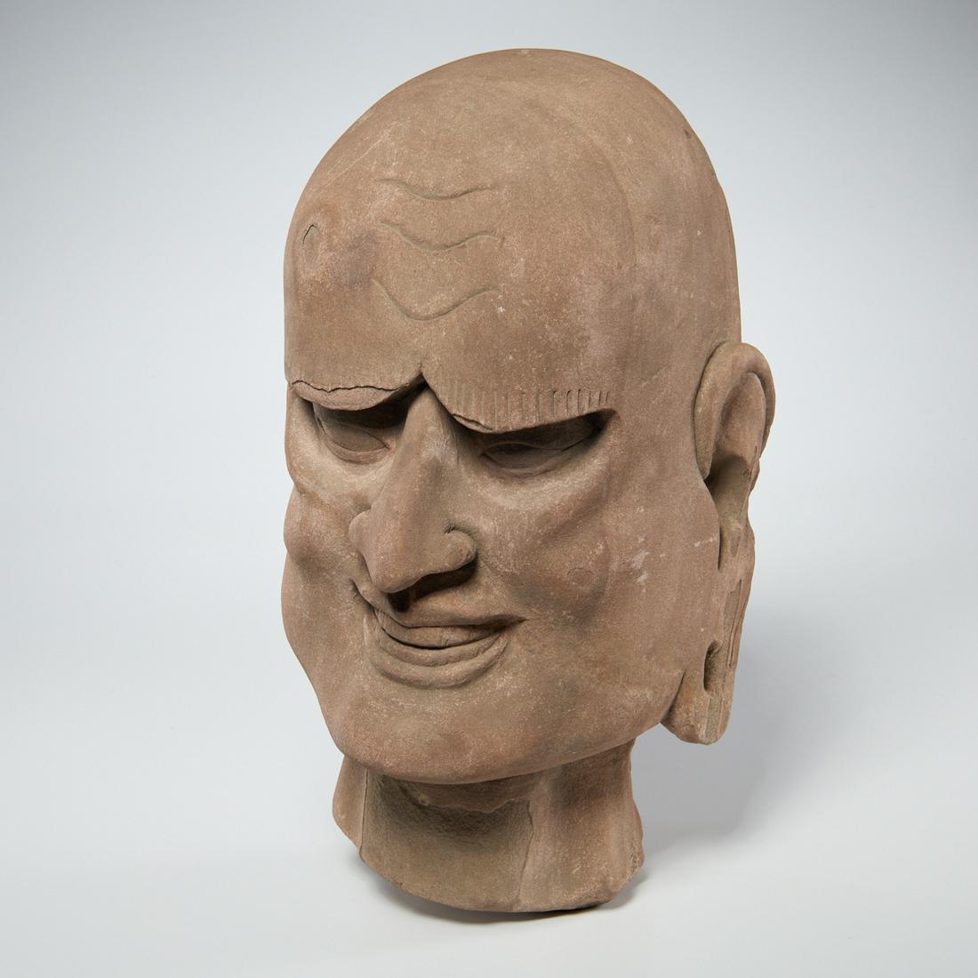 Early Asian carved stone Luohan head fragment (1 of 5)