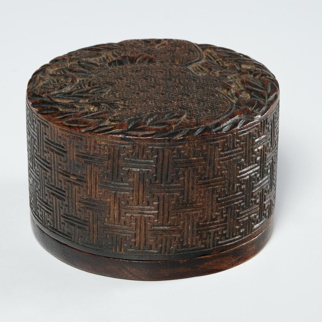 Chinese carved wood peach box (1 of 4)