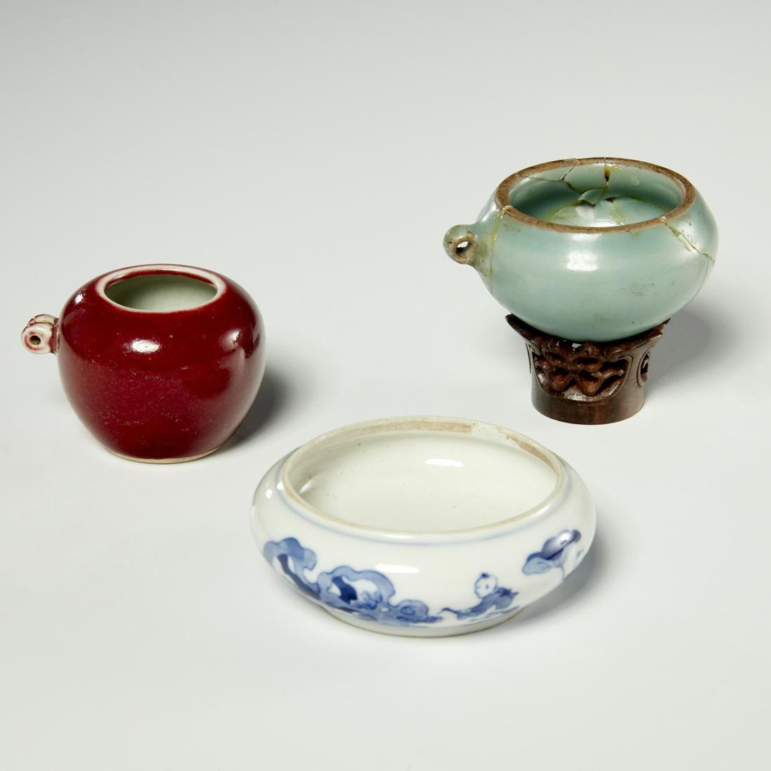 (3) small Chinese porcelain brush washers (1 of 6)