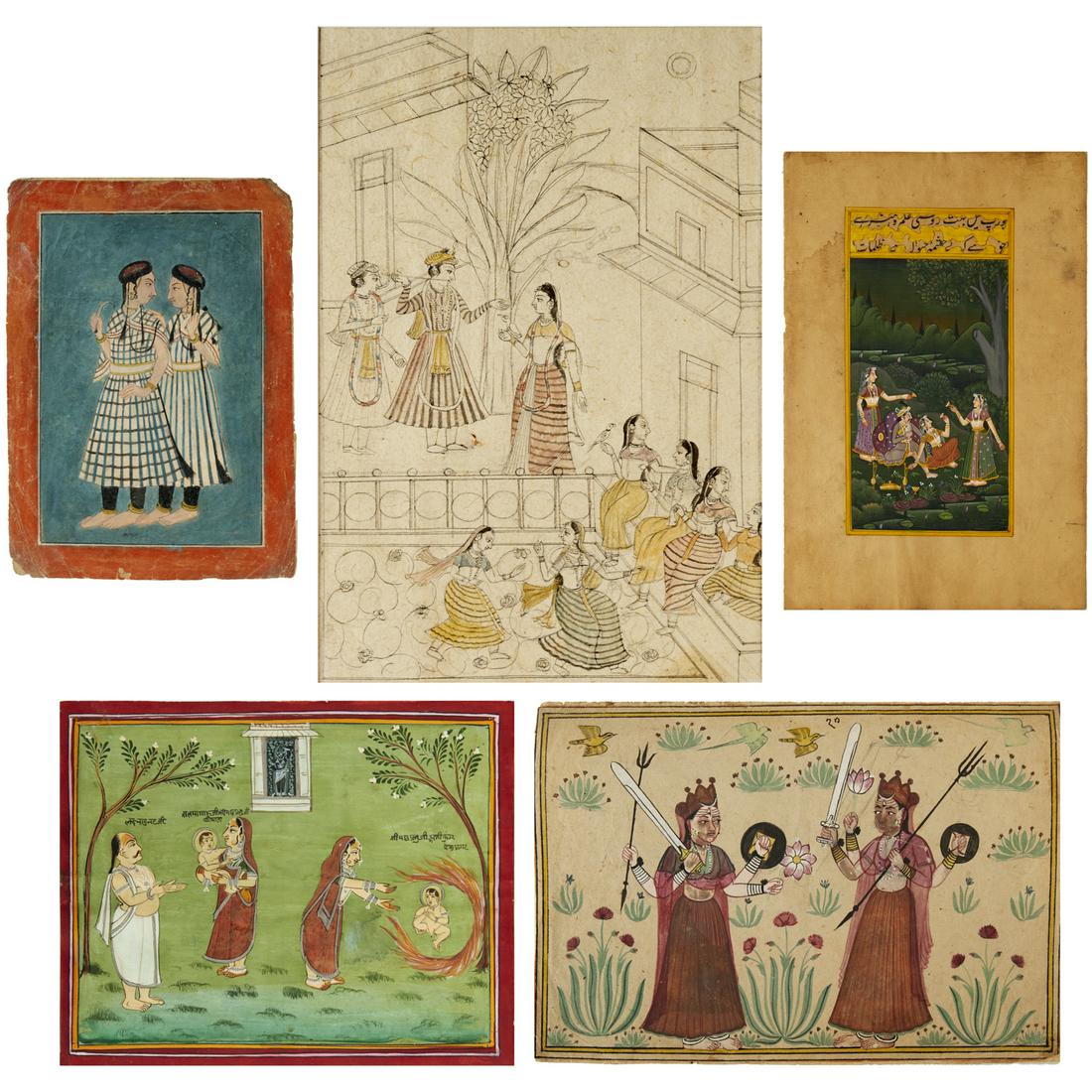 (5) antique Indo-Persian paintings (1 of 3)