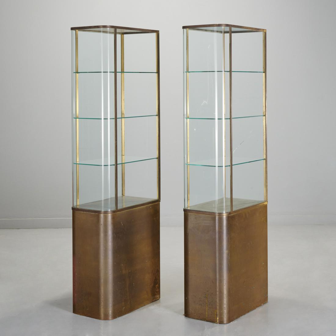 Pair Art Moderne brass and glass vitrines (1 of 7)