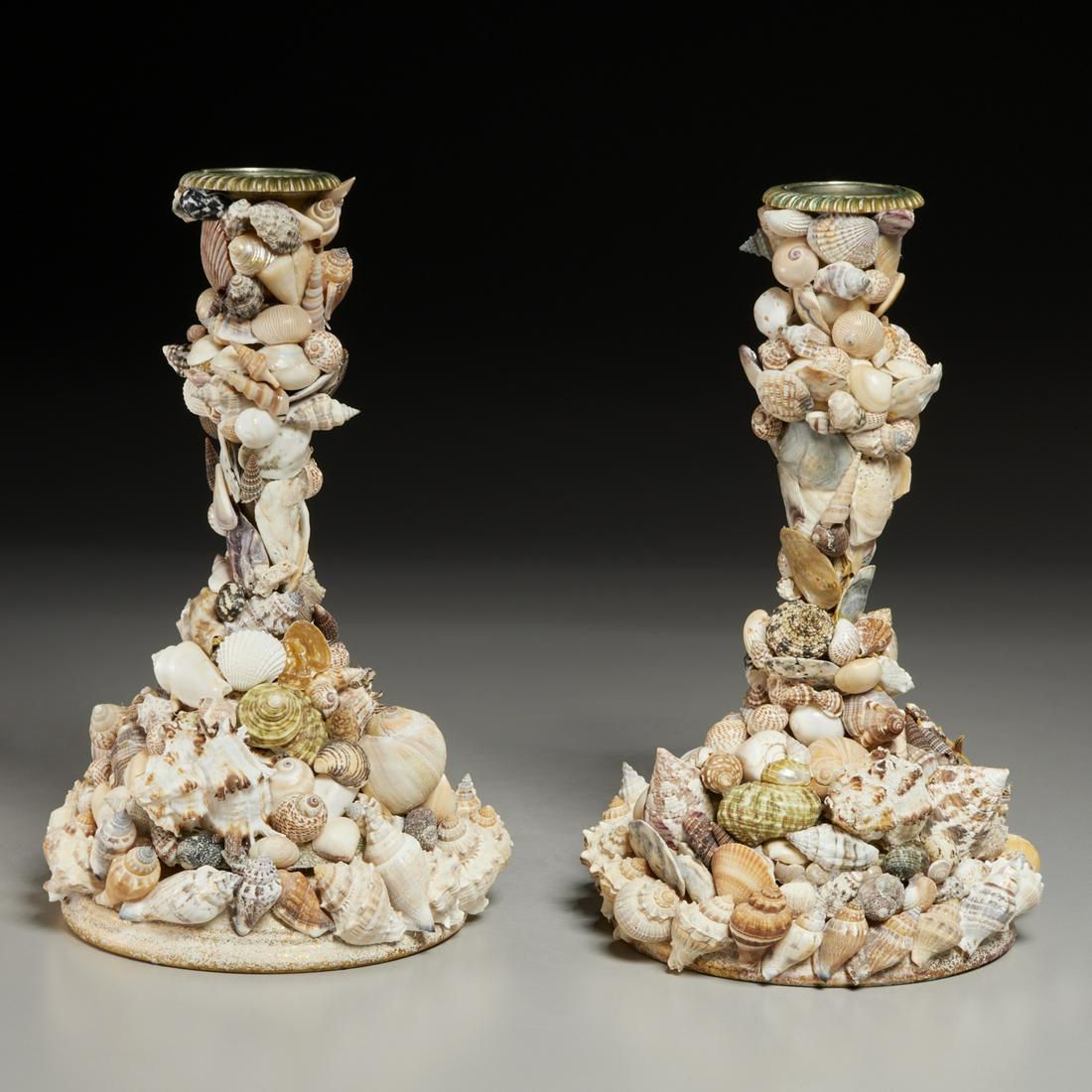 Anthony Redmile (style), pair shell candlesticks (1 of 7)