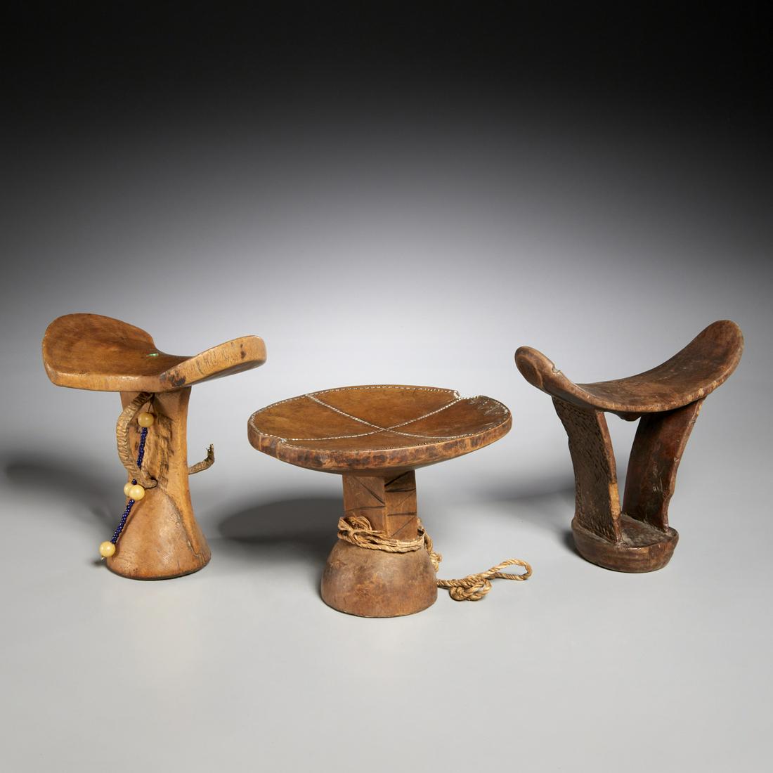 East African stool and (2) neckrests (1 of 9)
