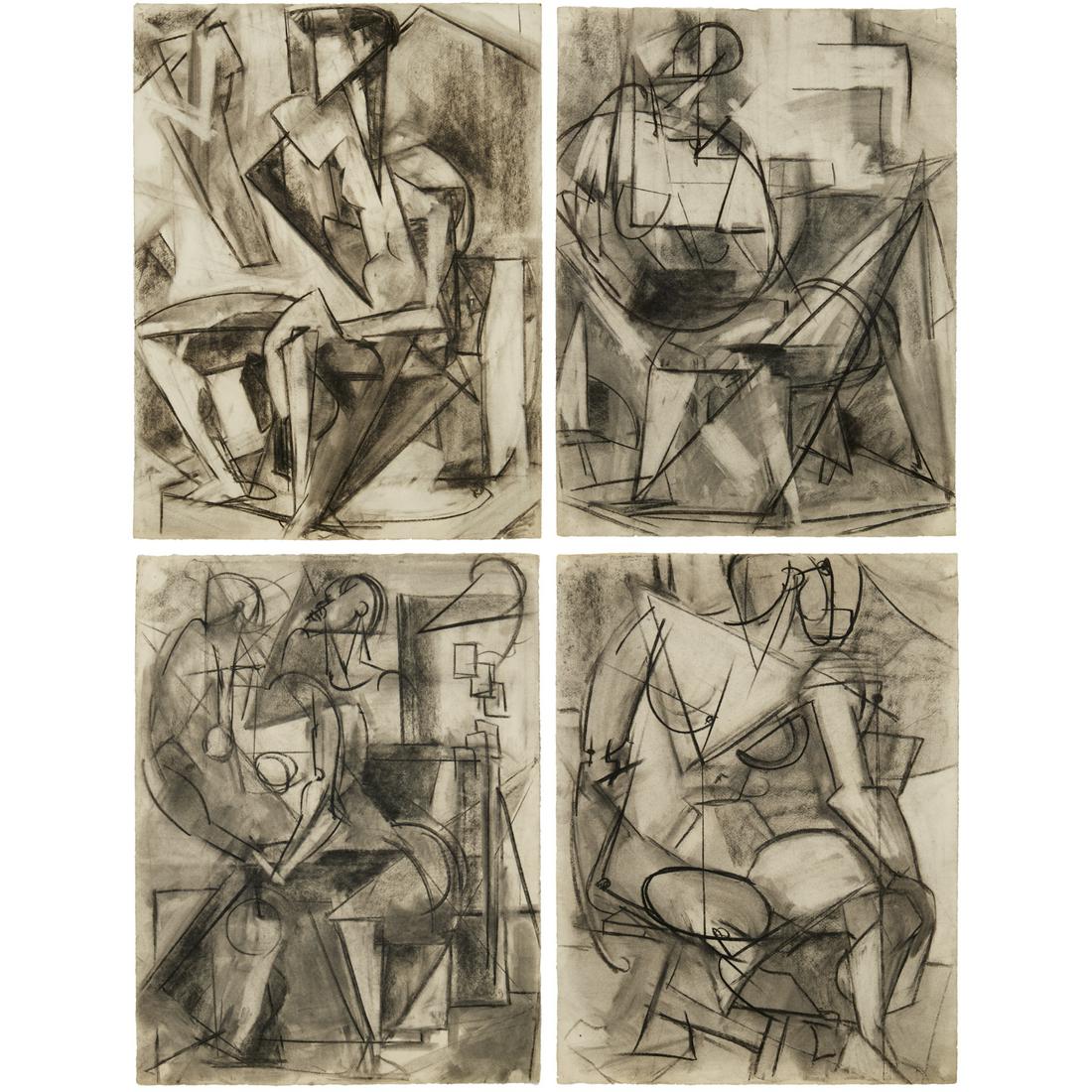 School of Hans Hofmann, (4) charcoal drawings (1 of 8)