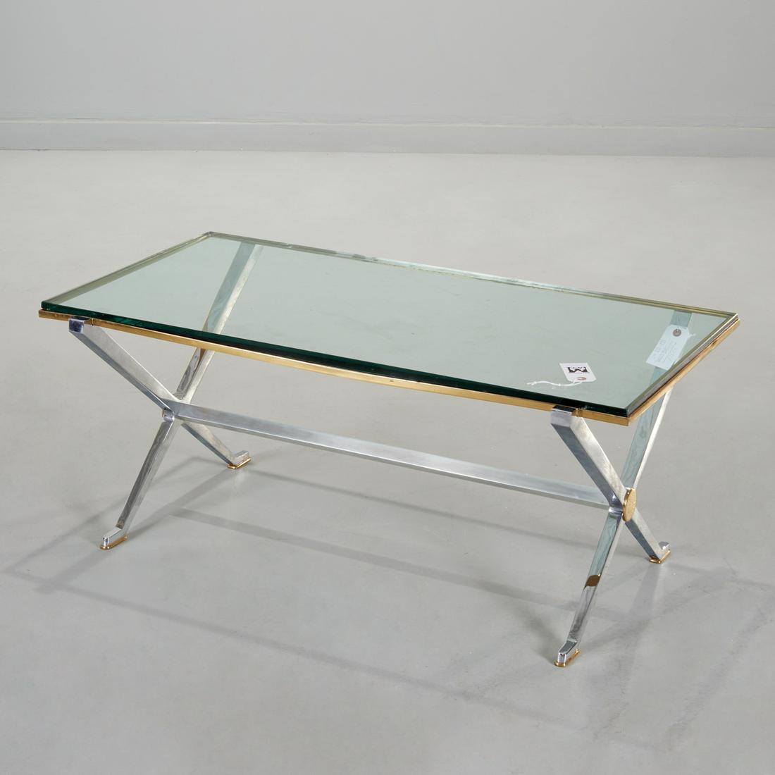 John Vesey style, chrome, gilt bronze coffee table (1 of 5)