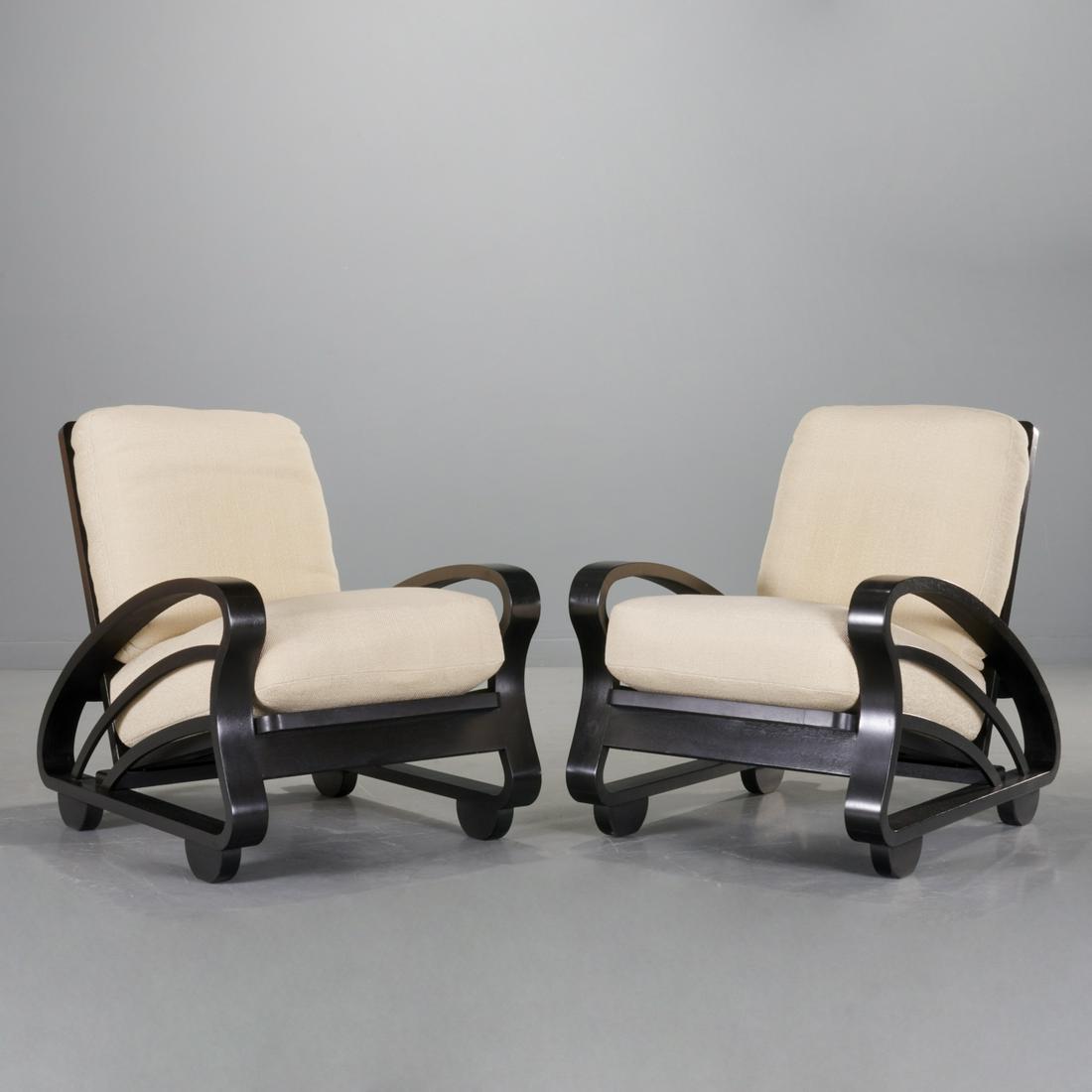 Pair Modernist Cuban mahogany armchairs, P. Marino (1 of 6)