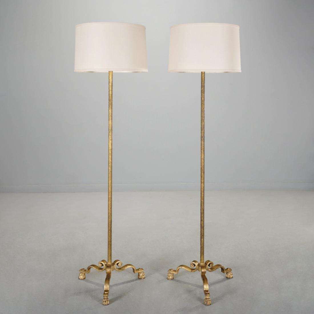 Maison Bagues, pair gilt iron floor lamps (1 of 7)