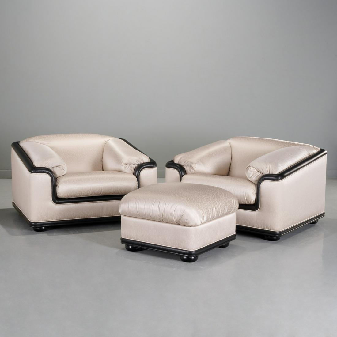 Roche Bobois, pair lounge chairs and ottoman (1 of 10)