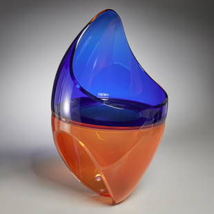 John Kiley, large glass sculpture, 2011: John Kiley, large glass sculpture, 2011, John Kiley (American, b. 1973), Feather, signed and dated on bottom, approx. 27"h x 16"dia Provenance: A Private Collection: Stamford, CT