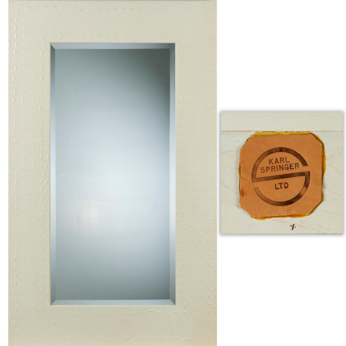 Karl Springer croc embossed leather mirror, signed (1 of 7)