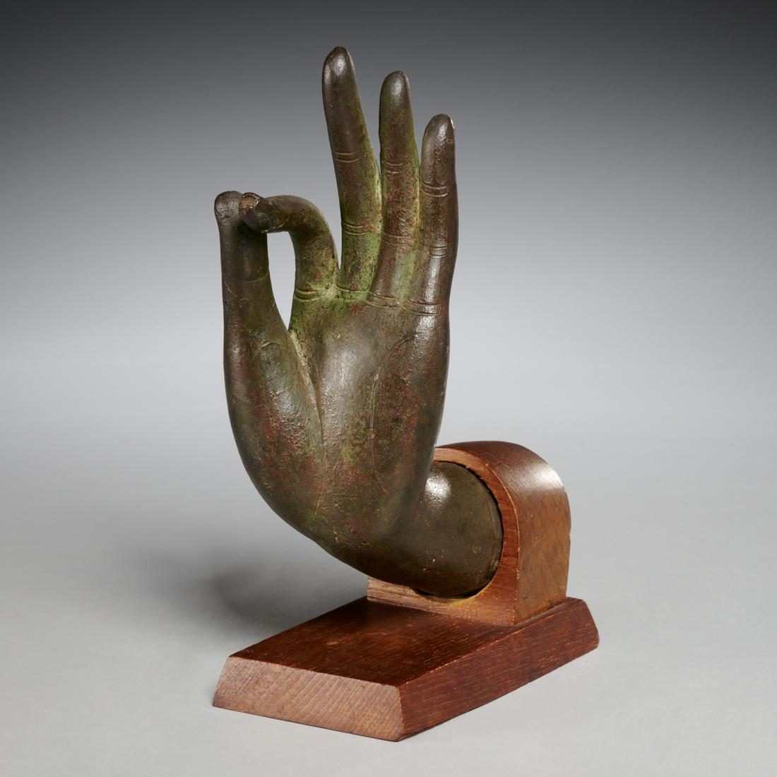 Antique Southeast Asian bronze Buddha hand (1 of 7)