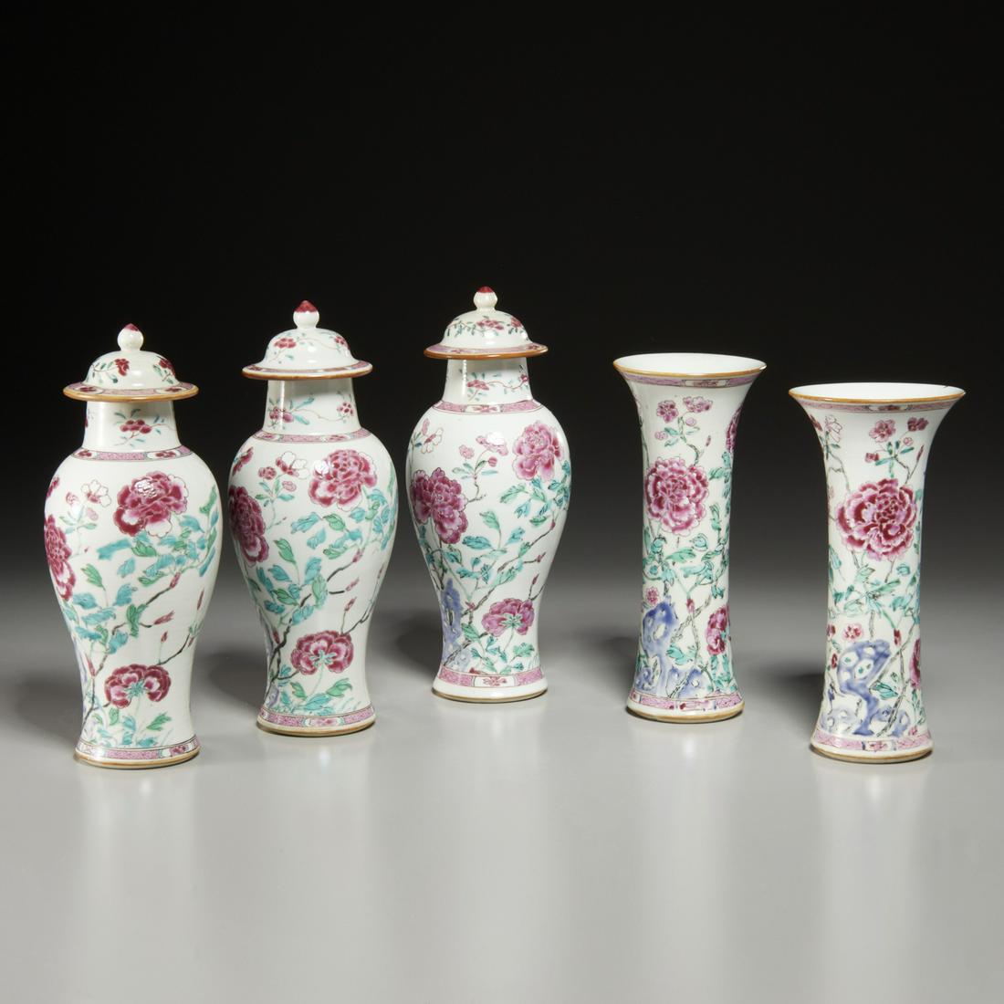 Chinese Export (5) piece garniture set (1 of 8)