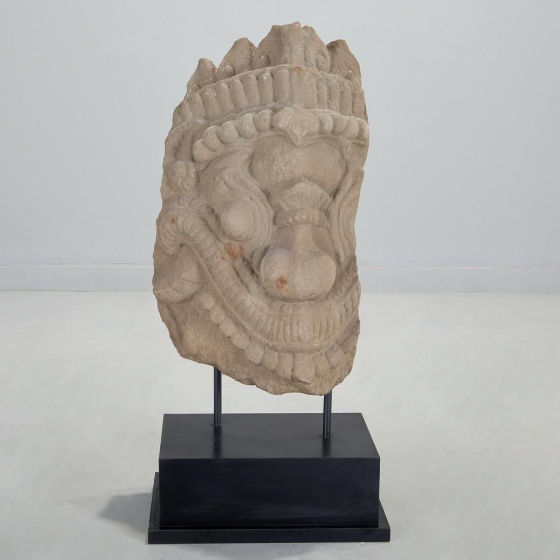 Large Southeast Asian stone guard demon head (1 of 5)