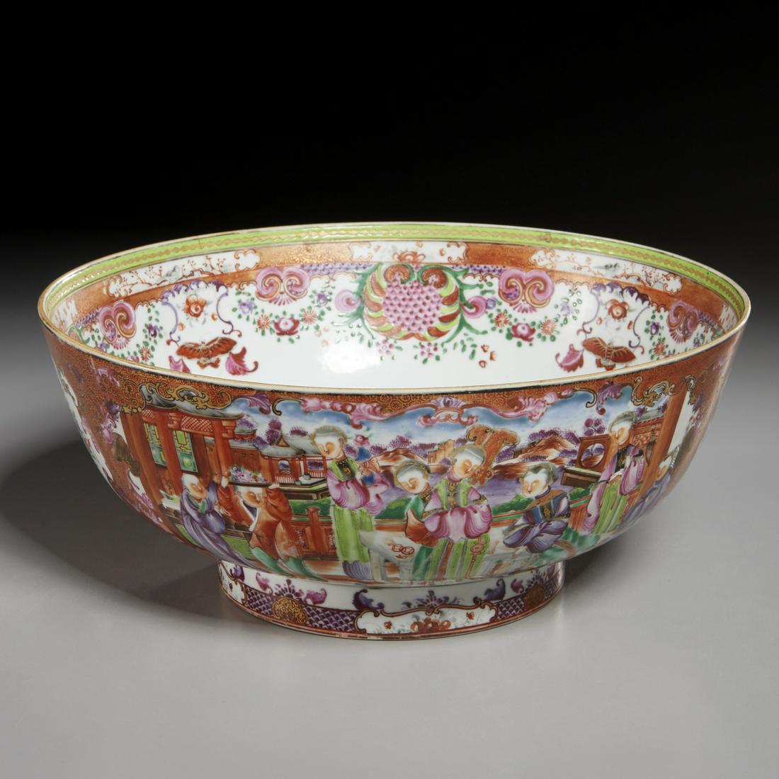 Chinese Export rose mandarin punch bowl (1 of 6)