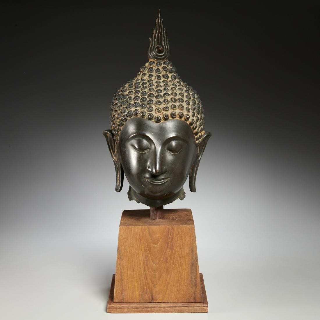 Large Sukhothai bronze Buddha head (1 of 7)