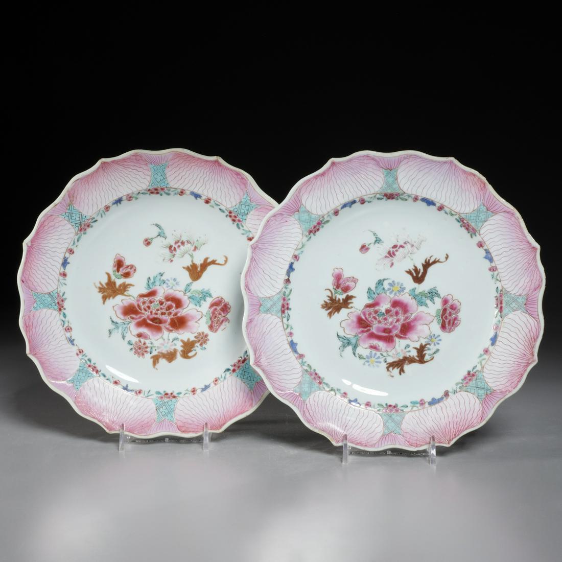 Pair Chinese Export Lotus plates (1 of 5)