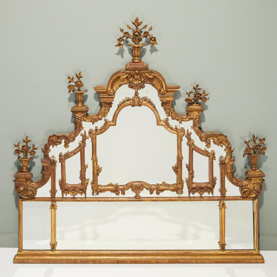 Chippendale style giltwood overmantle mirror (1 of 12)