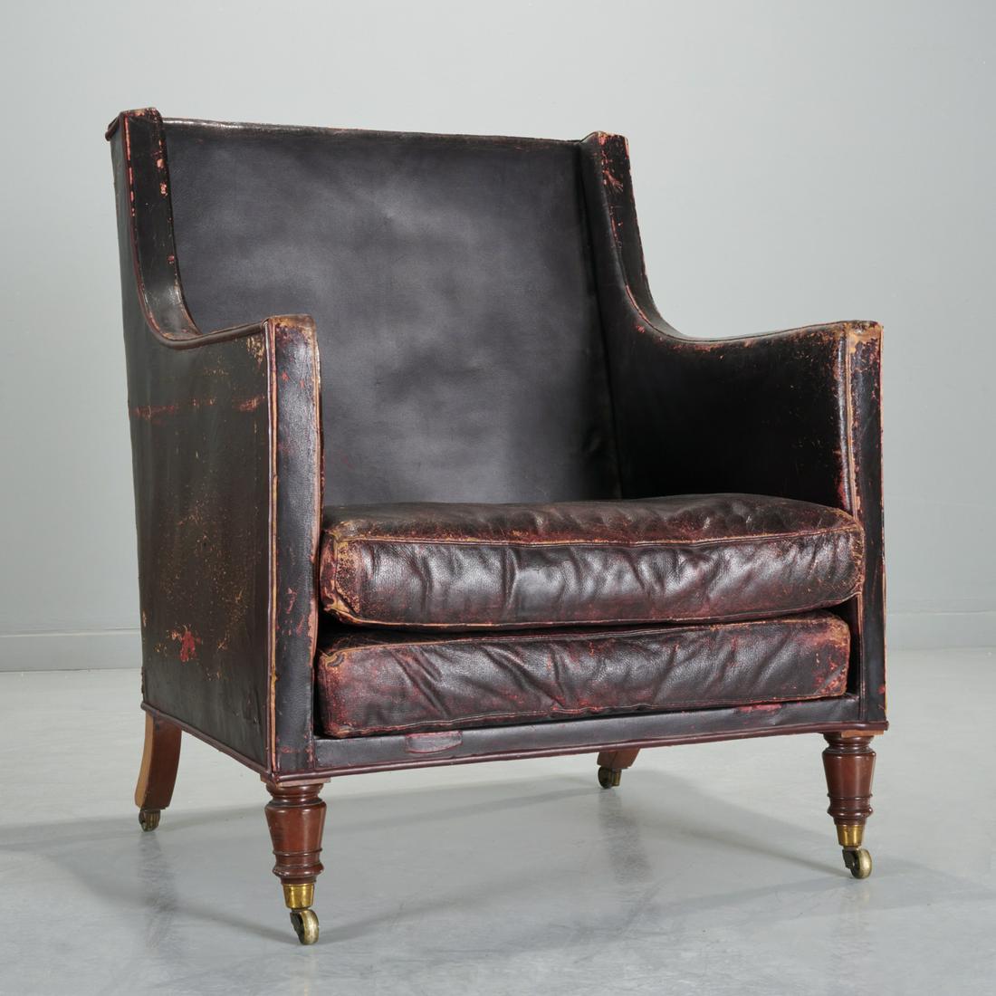 Nice Edwardian leather oversized lounge chair (1 of 7)