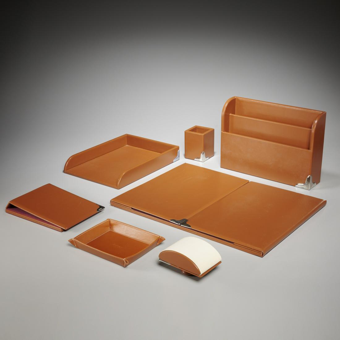 Asprey, London sterling silver & leather desk set (1 of 6)