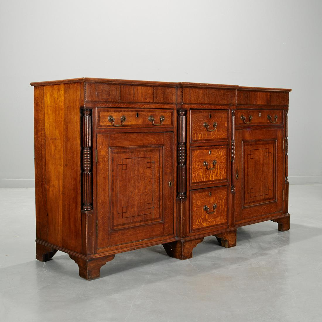 Welsh inlaid quarter sawn oak sideboard (1 of 9)