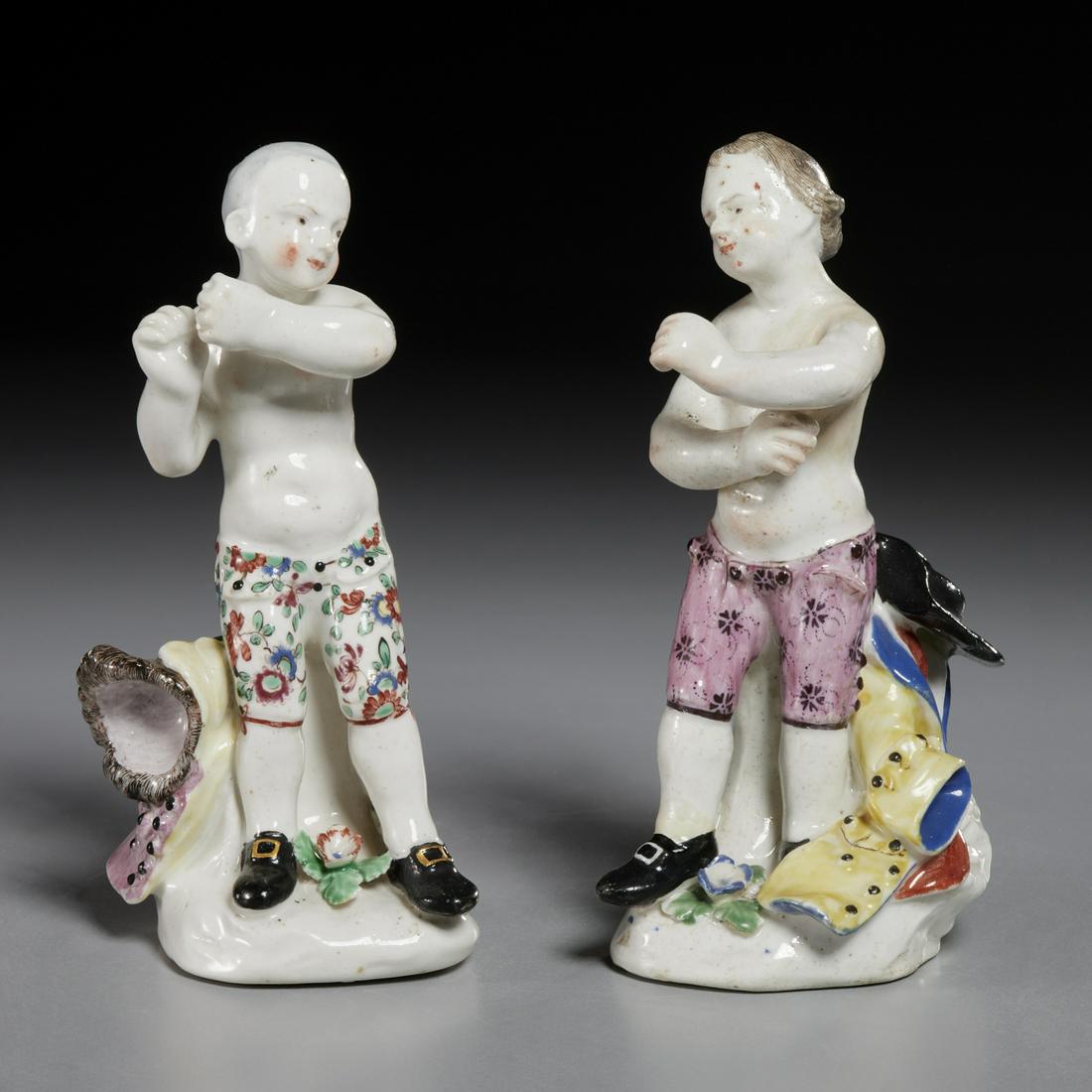 Pair Bow figures of pugilists, 18th c. (1 of 8)