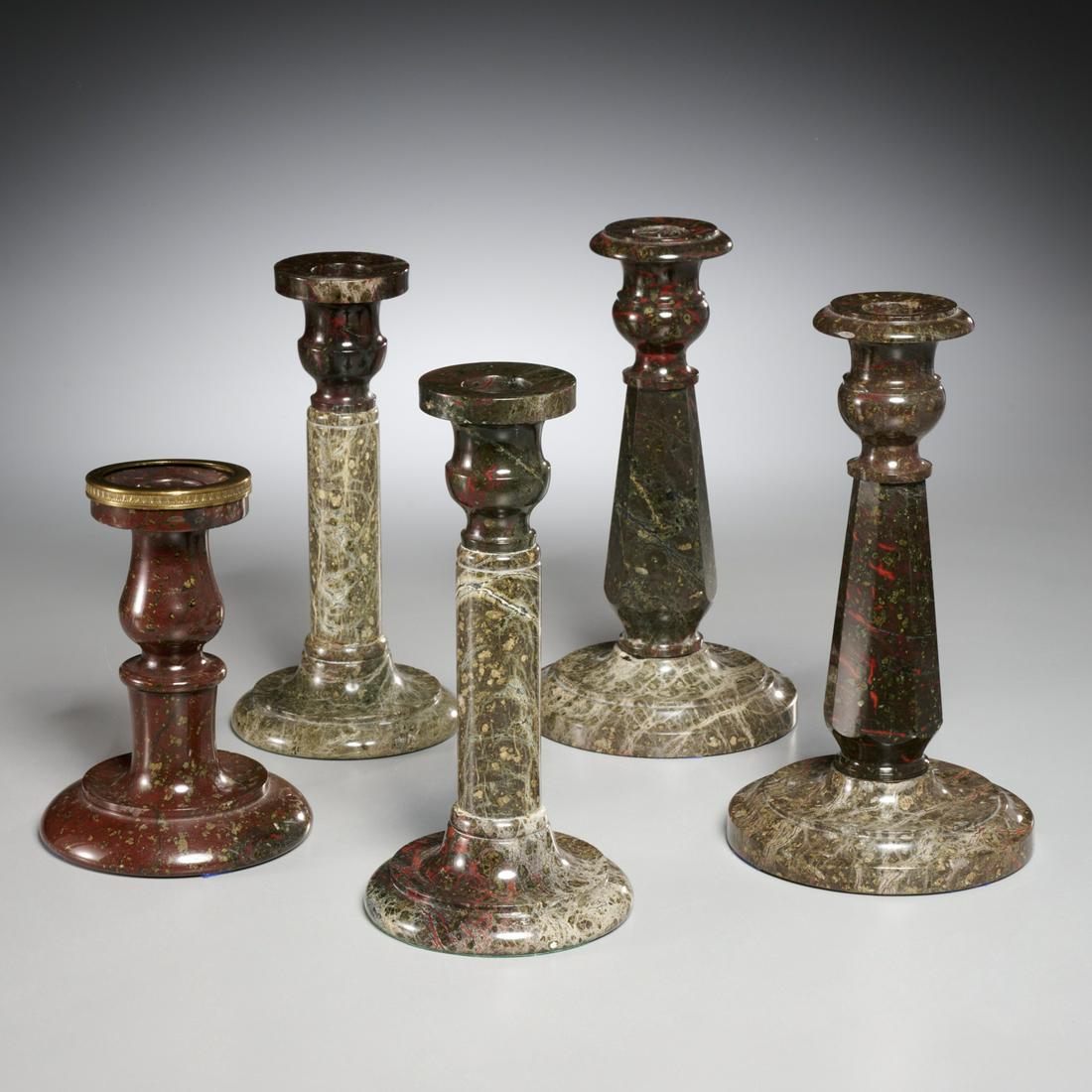 (5) Victorian Cornish serpentine candlesticks (1 of 7)