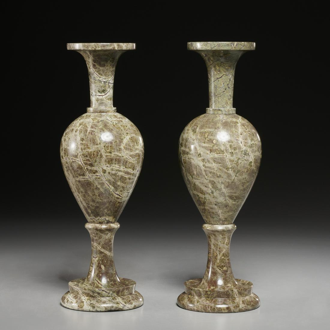 Pair Victorian Cornish serpentine marble vases (1 of 4)