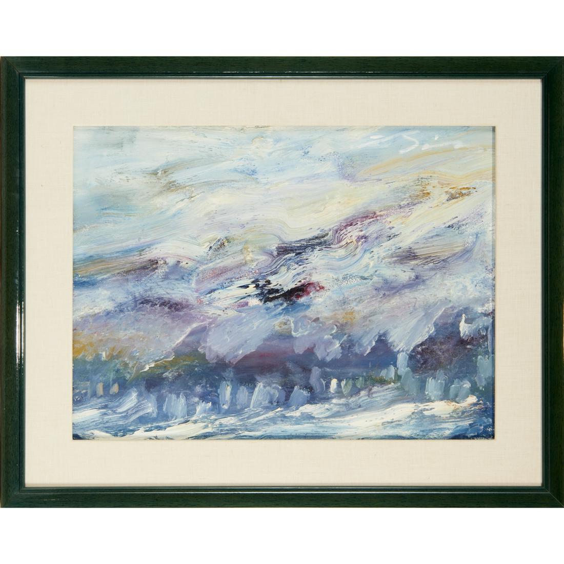 Earl Biss, oil on canvas, 1990: Earl Biss, oil on canvas, 1990, Earl Biss (American 1947-1998), "The Keepers of Bear Tooth Pass", oil on canvas, signed, titled and dated verso, 18"h x 24"w (canvas), 26"h x 31"w (frame) Provenance: A