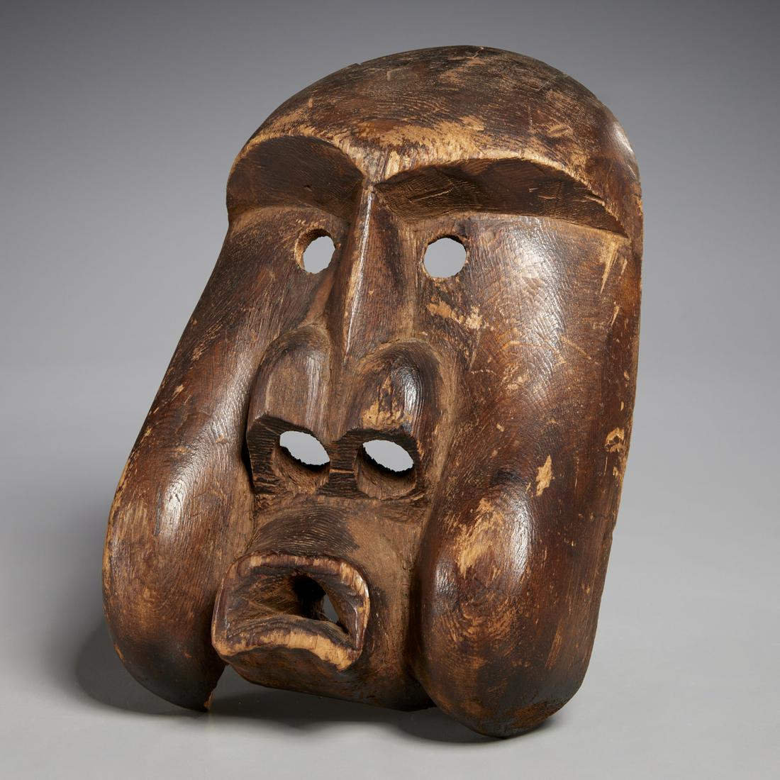 Inuit carved wood Inupiaq portrait mask (1 of 5)