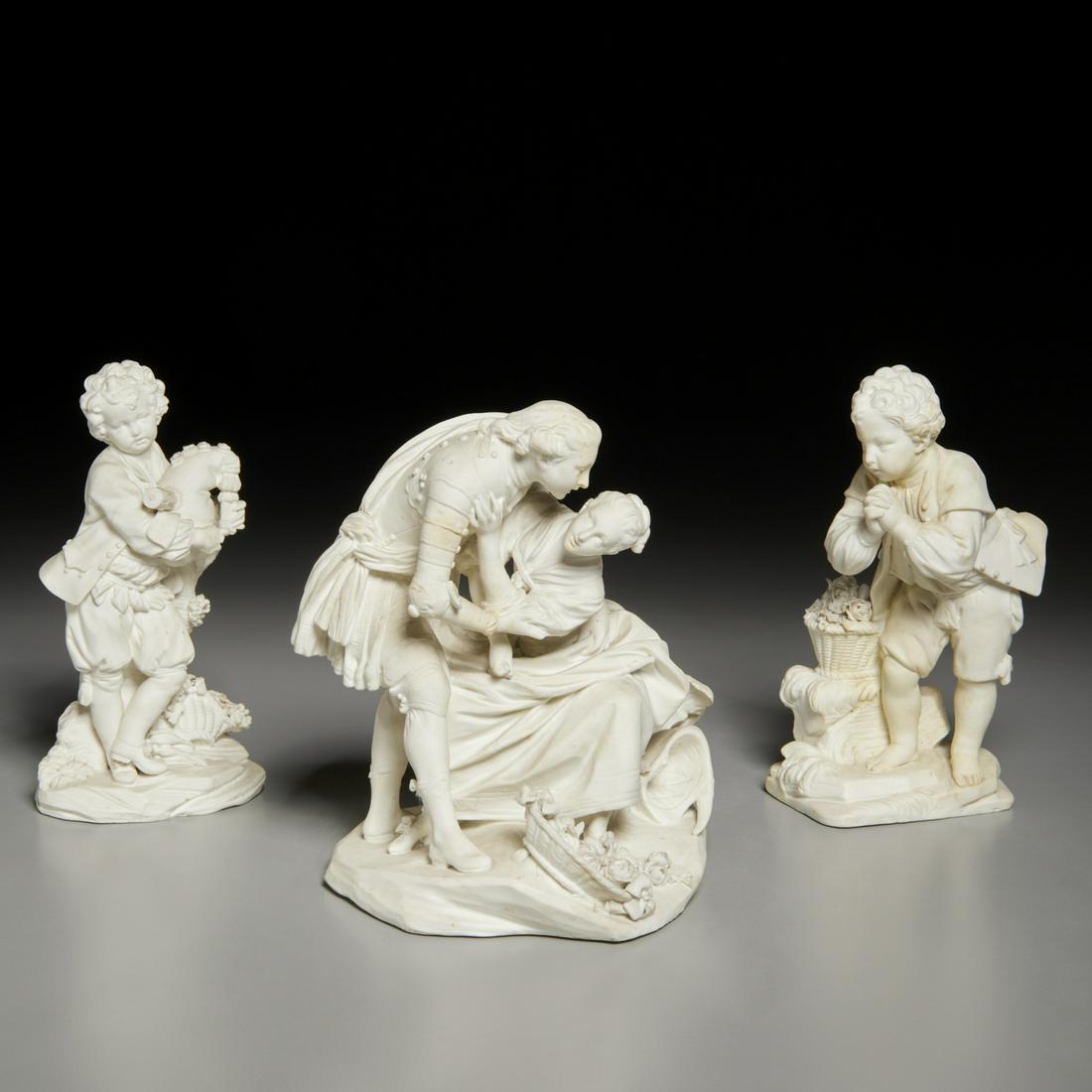 (3) rare Sevres biscuit figure groups, 18th c. (1 of 15)