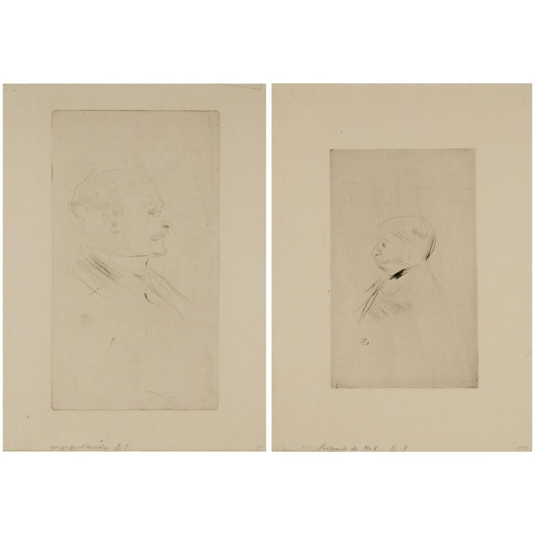 Henri de Toulouse-Lautrec, (2) drypoint etchings (1 of 7)