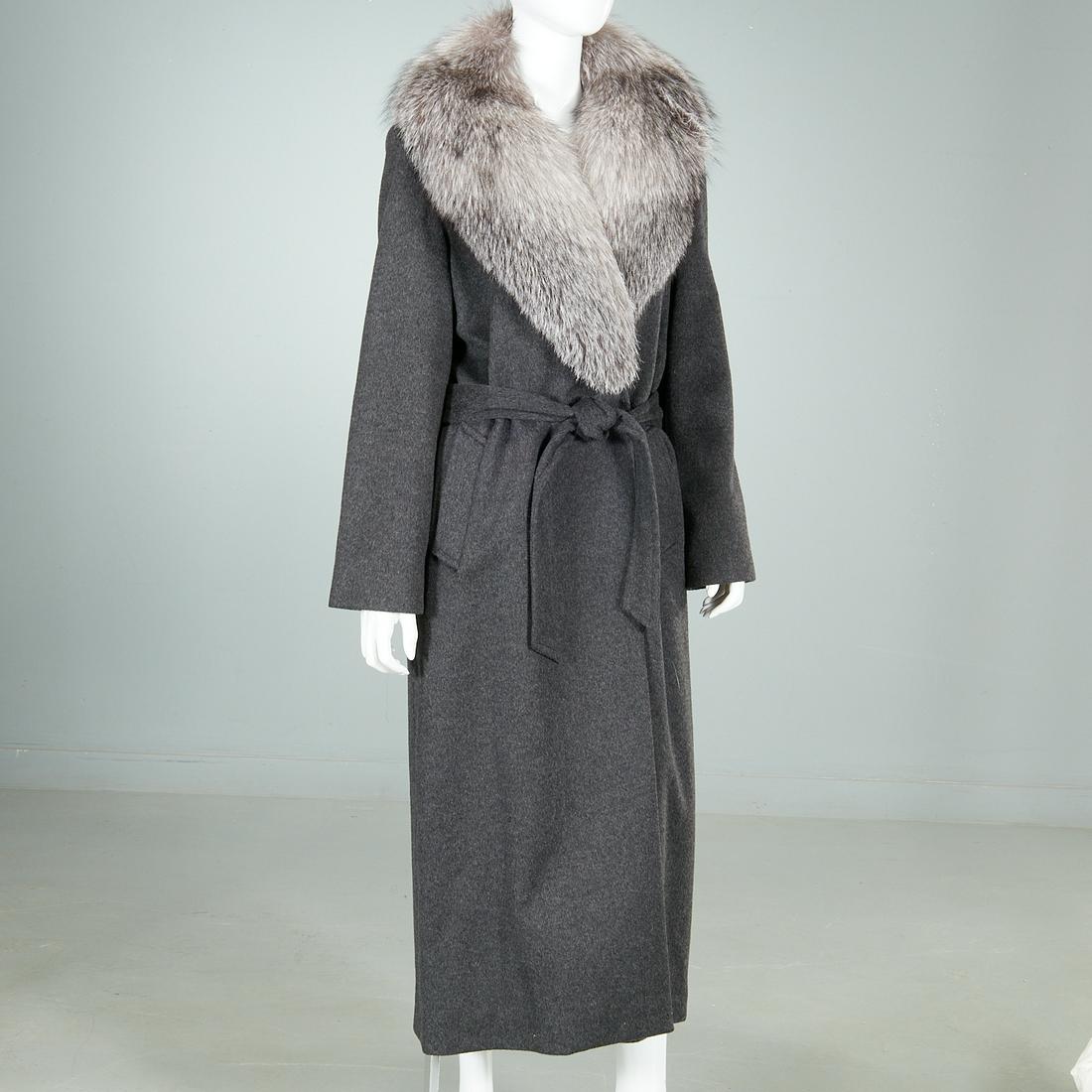 Sofia cashmere gray fur collar wrap coat (1 of 7)