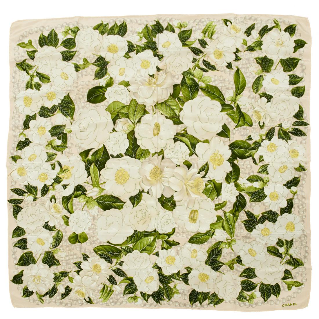 Chanel Camellia print silk scarf (1 of 4)