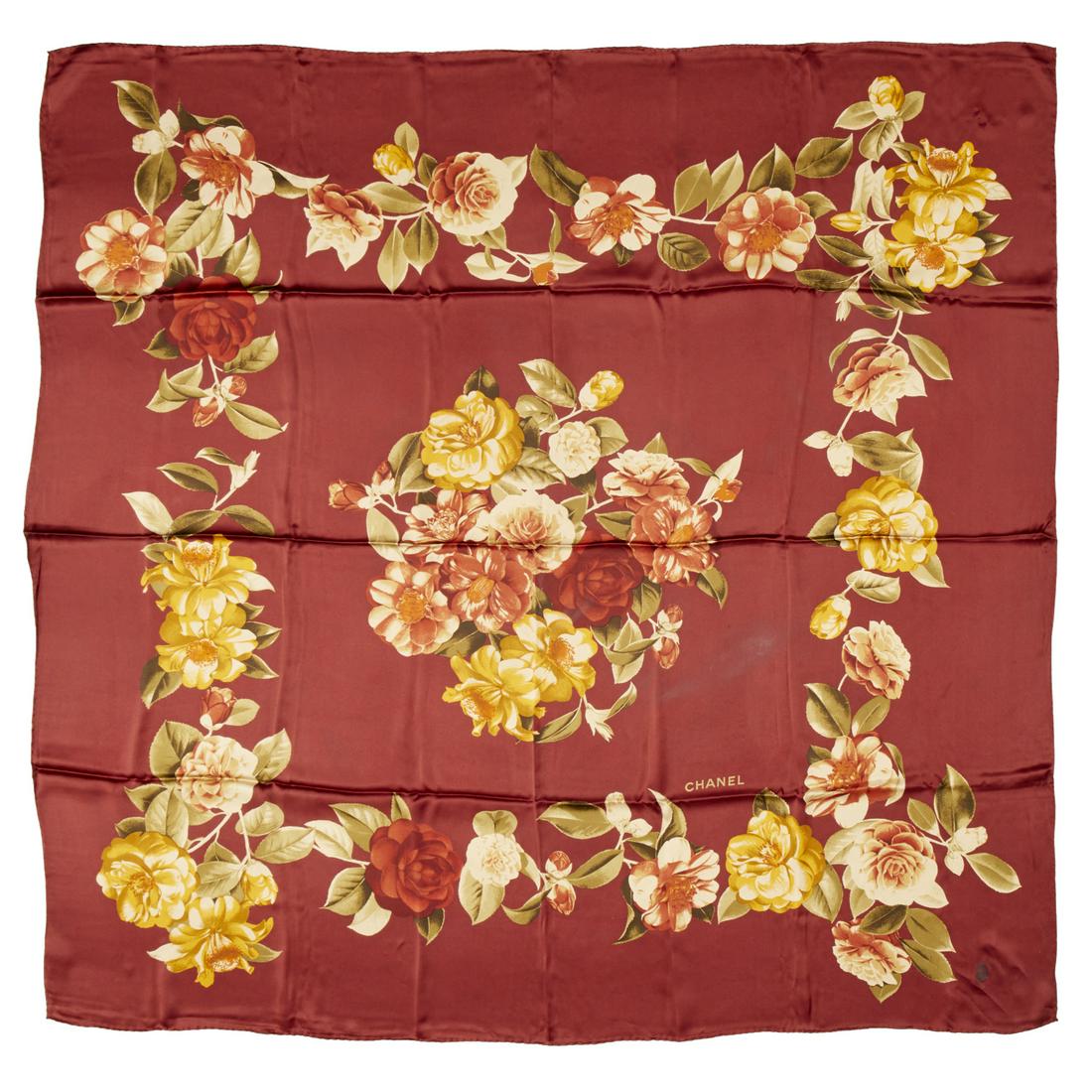 Chanel floral print oversize silk scarf (1 of 7)